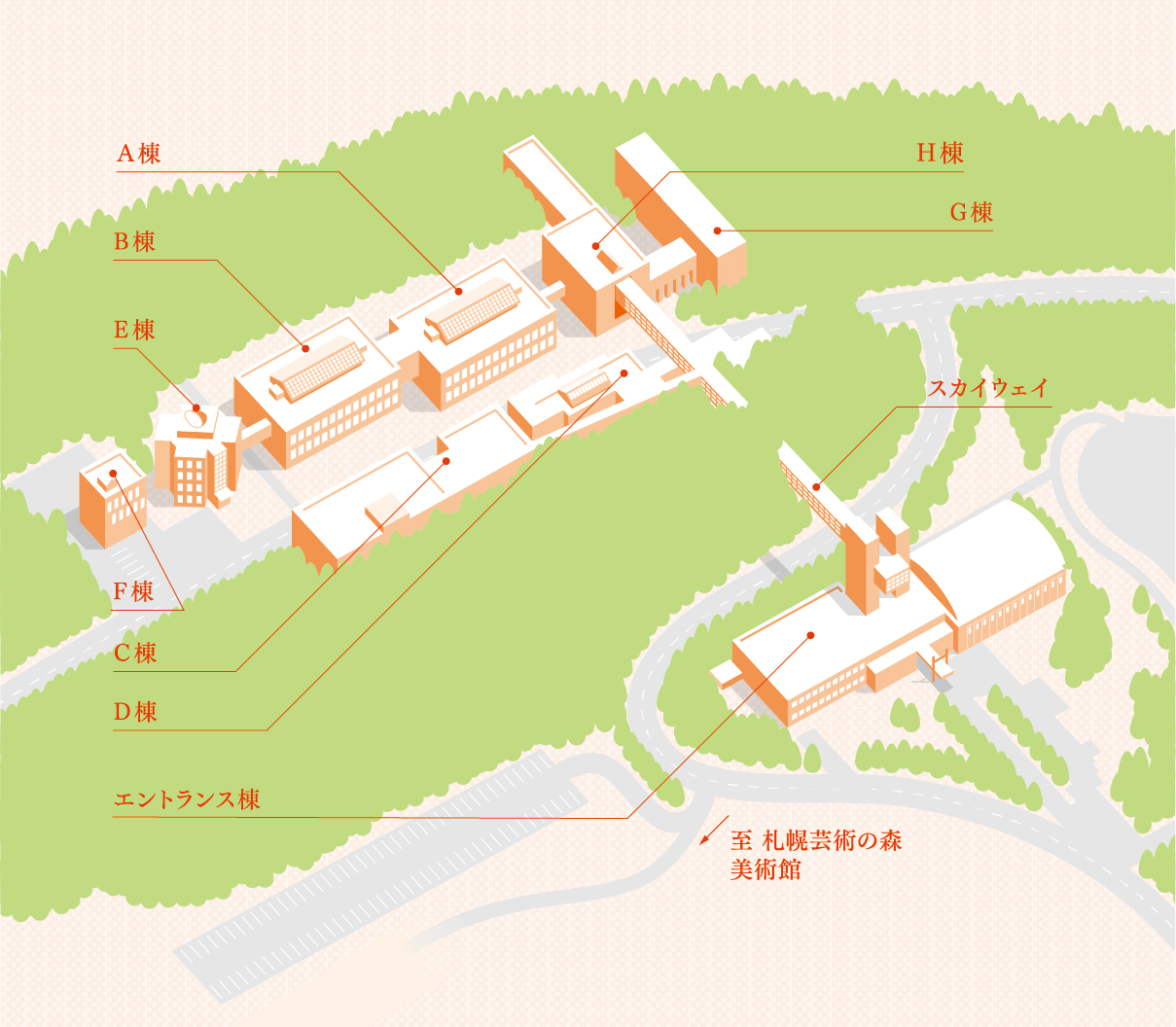 札幌市立大学 芸術の森キャンパス 構内図